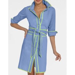 Gretchen Scott Shirt Tails Blue Belted Dress Size XL